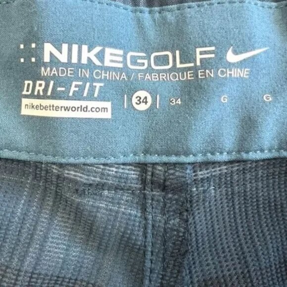 Nike Golf Shorts Mens 34 Blue Athletic Dri-Fit Plaid Flat Front MSRP $69 - Picture 7 of 12